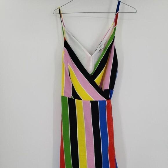 FOREVER 21 Rainbow Striped Wrap Dress Womens Size 0 Summer Colorful - Picture 2 of 3